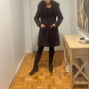 Brown leather fur lined boots